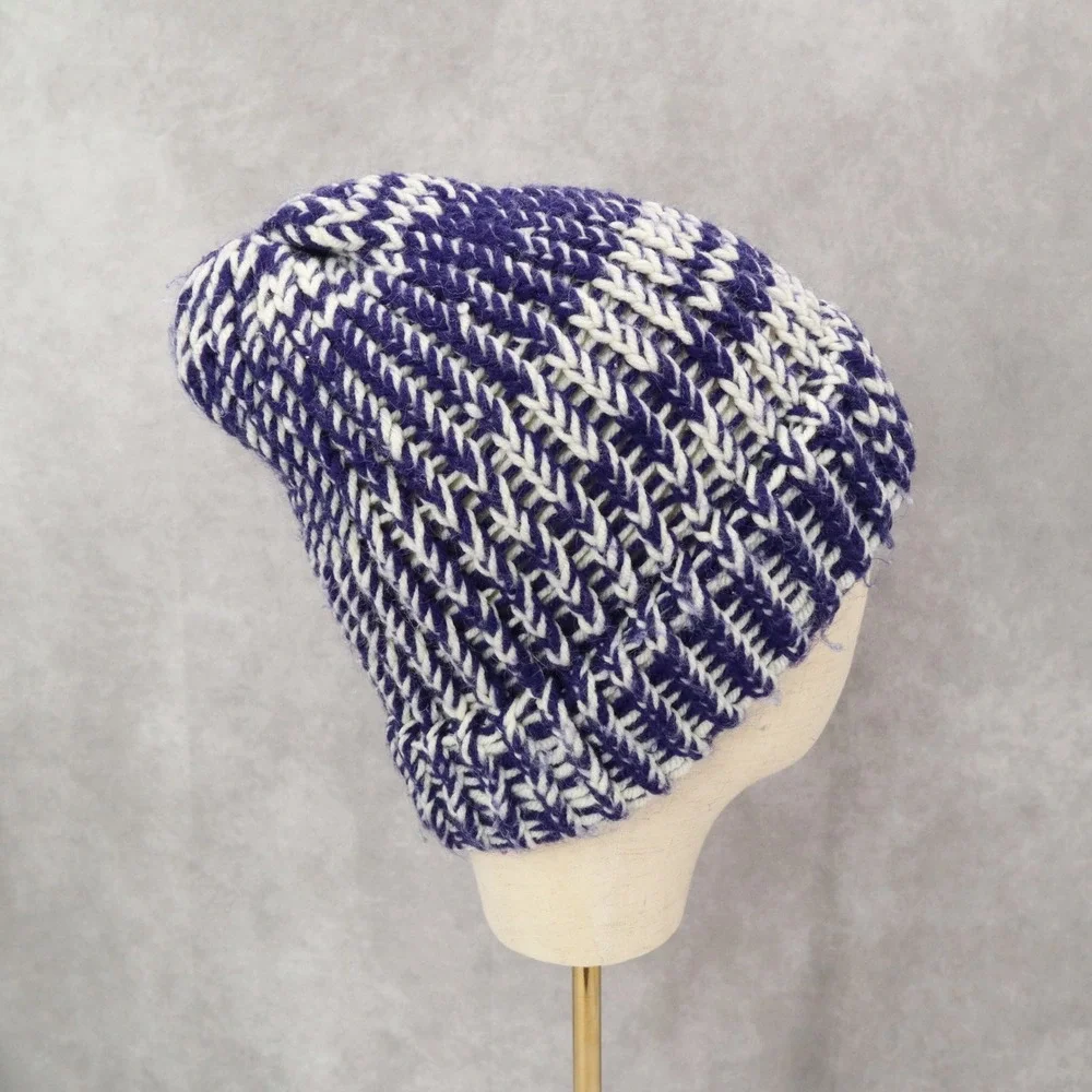 Purple Cable‎ Knit Y2K Vintage Hippy Unisex Cottage Boho Bucket Beanie Cap Hat